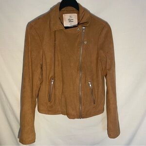 Forever Flower Brown Suede Moto Jacket size medium